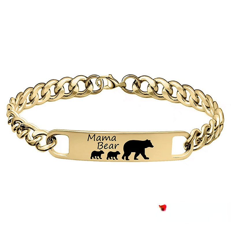 Venta al por mayor Pulsera de oso del día de la madre de acero inoxidable